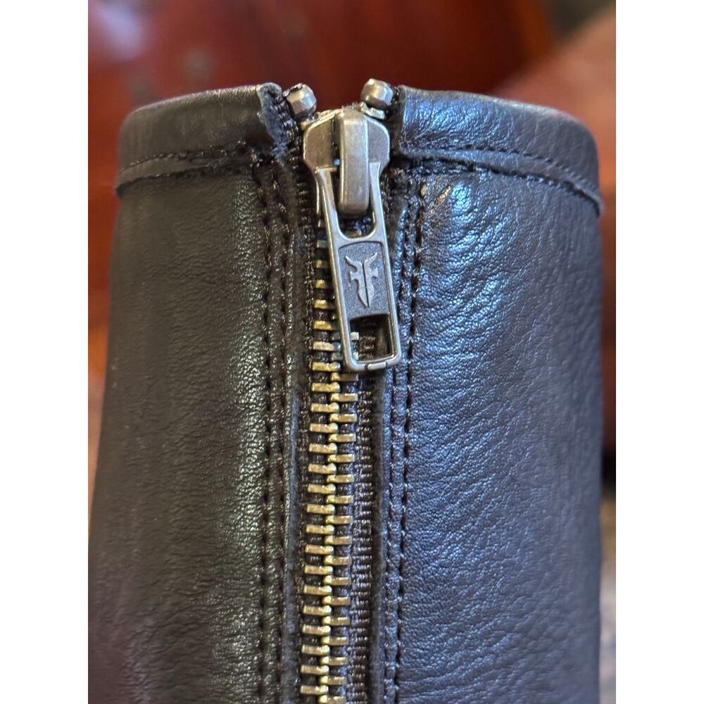 Womens Size 5.5 Black Leather FRYE "Olivia" Tall Zip Up Harness and Buckle Boots - Picture 8 of 17